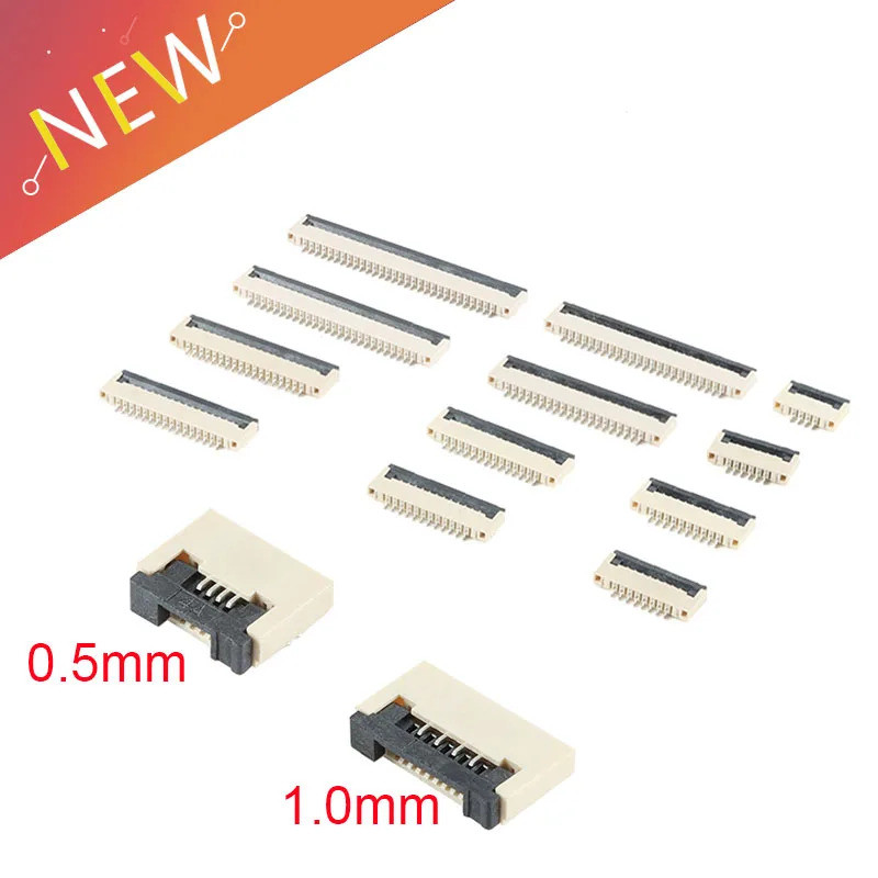 10 Cái FPC FFC Flip cover Connector 1.0mm 0.5mm Cáp phẳng PCB Kết nối SMT ZIF 4 6 8 10 12 14 15 16 1