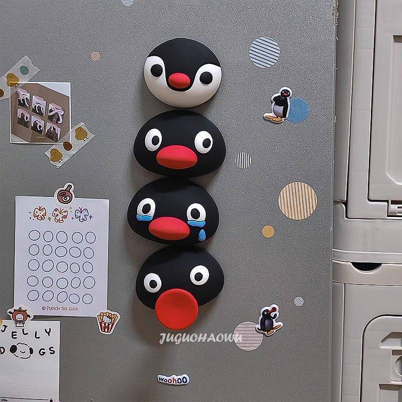 Pingu Penguin Refrigerator Sticker and Magnet Sticker 3D Funny Fridge Magnet Cute Creative Cartoon U