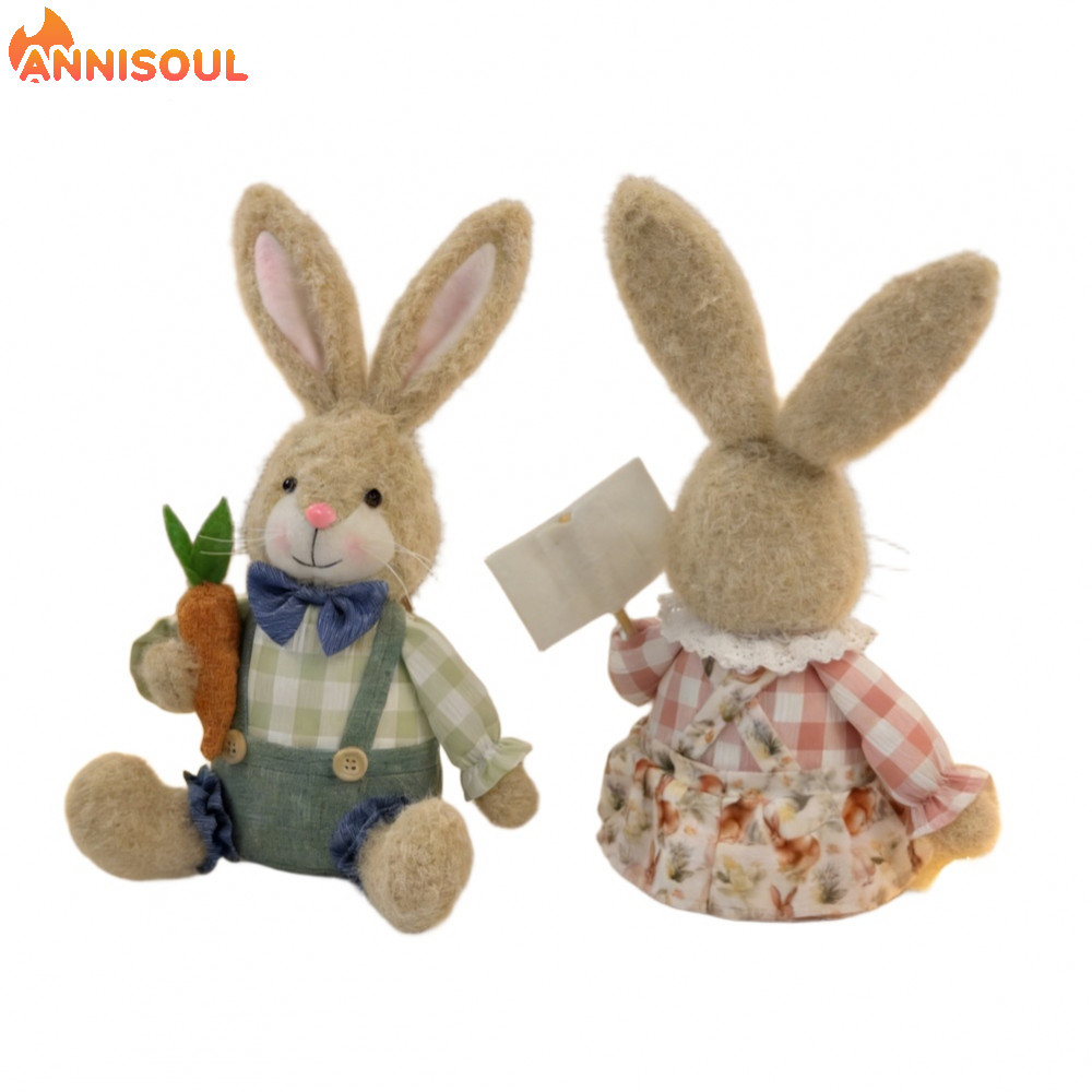 [NISO]Easter Bunny Plush Soft Plush Fabric Wire In Ears Festive Easter Theme