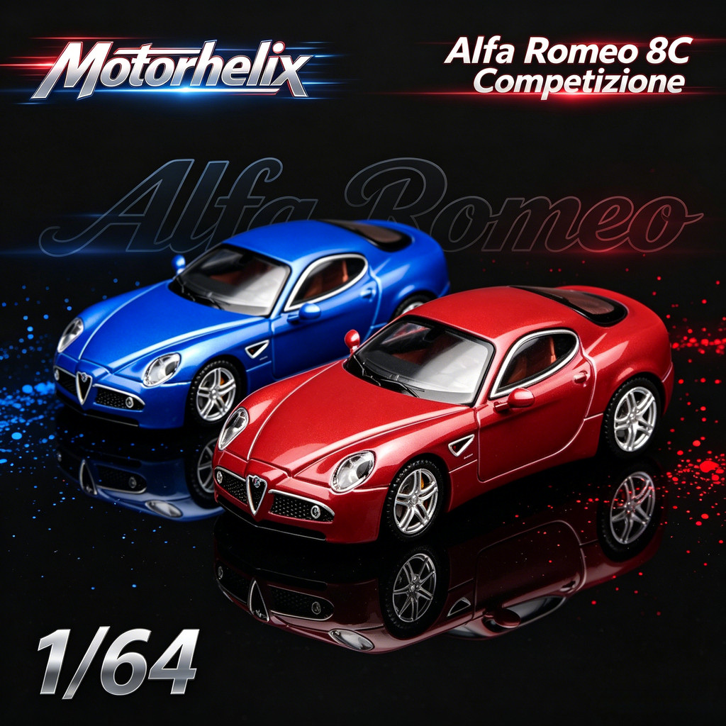 Motorhelix-MH 1/64 Alfa Romeo 8C Competizione Mô Hình Xe Mô Phỏng Quy Mô Nhỏ Hợp Kim Xe Ô Tô Mô Hình