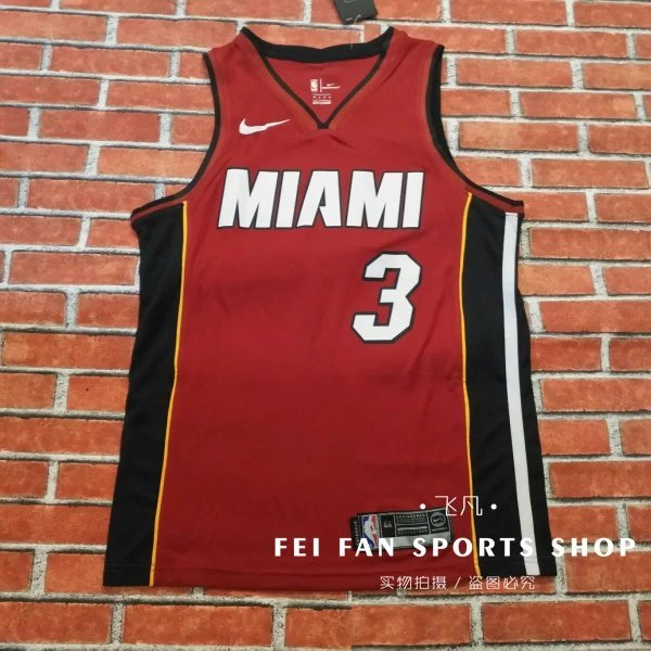17-18 Mùa giải mới NBA Heat No. 3 Wade Jersey Dwyane Wade Phiên bản quạt ép nóng Đồng phục bóng rổ M