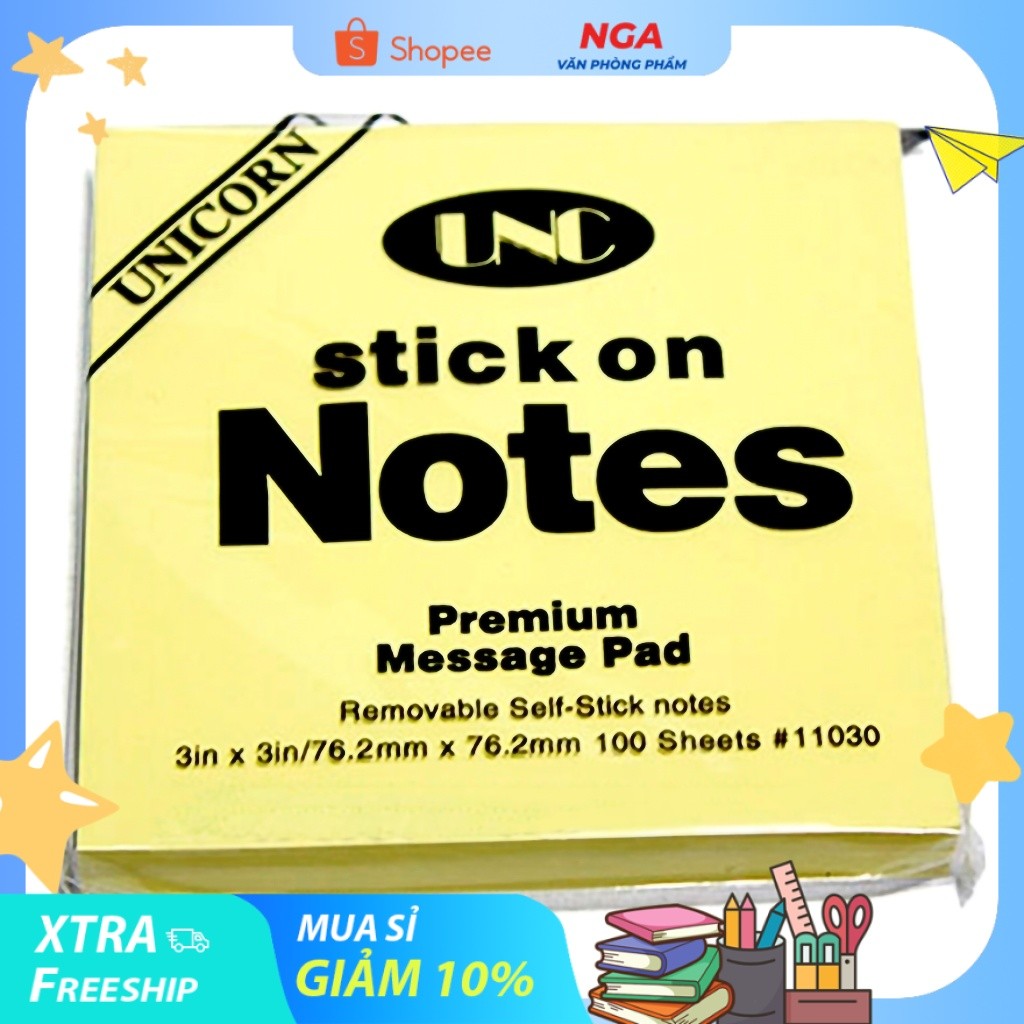 [MUA SỈ GIẢM 10%] [COMBO 2 XẤP] Giấy Note, Giấy Ghi Chú UNC (3x3) inch