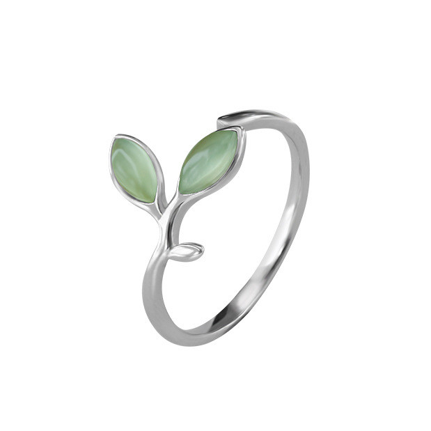 【Ready Stock】 Openning Silver Ring Artistic Fresh Leaves Sterling Silver Ring Korean Fashion Sterlin