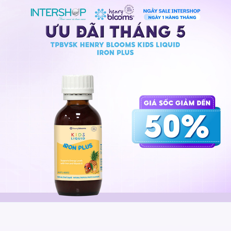 TPBVSK Henry Blooms Kids Liquid Iron Plus giúp bổ sung Sắt và Vitamin B6, B9, B12 100ml HB0028