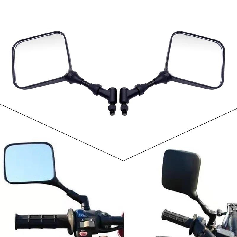 1 Cặp 10MM Xe Máy Gương Bên Gương Đen Vuông Kép Thể Thao Phù Hợp Cho Suzuki DR 200 250 DR350 350 DRZ