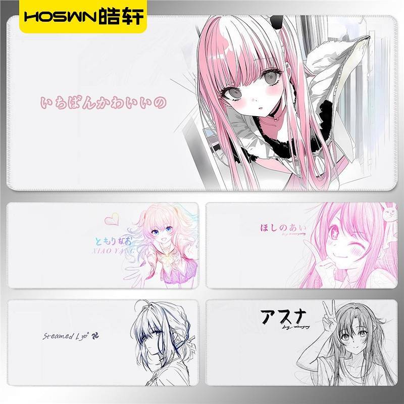 Line Anime Oversized Mouse Pad Secondary Yuan Office Desktop Non-Slip Mat Gaming Computer Keyboard P