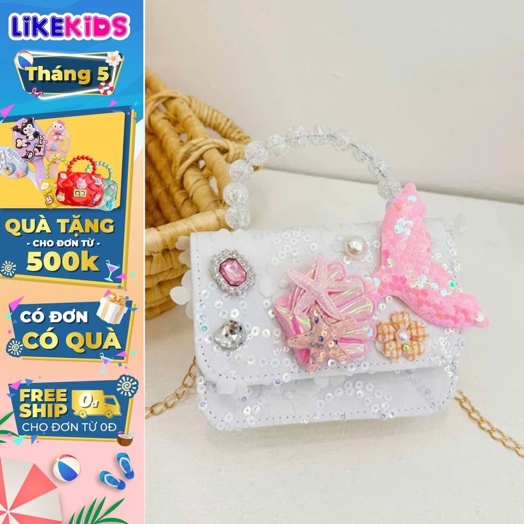TÚI đeo chéo cho bé gái hoạ tiết TIÊN CÁ - LikeKids