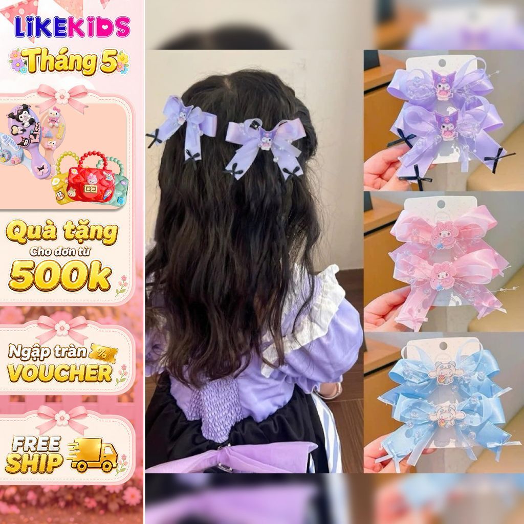 KẸP cho bé gái hoạ tiết NƠ LẤP LÁNH - LikeKids
