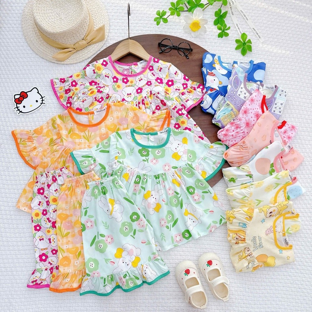 8KG-42KG BỘ TOLE LANH BÉ GÁI QUẦN LỬNG BABYDOLL MẶC NHÀ MẶC NGỦ