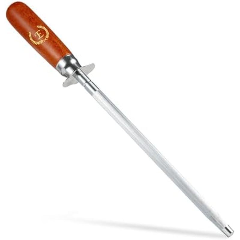 Knife Sharpener Rod, 13 Inch Carbon Steel Honing Steel for Kitchen Knives, Professional Magnetized S