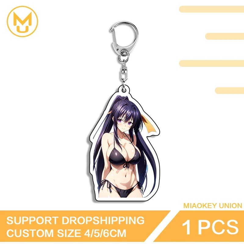 Móc khóa anime Himejima Akeno High School DxD mẫu Bikini Waifu sexy mica trong suốt trang trí balo t