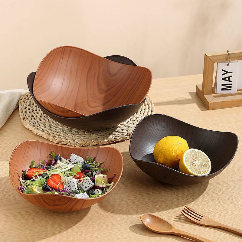 Antique Style Wood Grain Fruit Plate Household Office Tea Table Snack Dried Fruit Swing Plate Storag