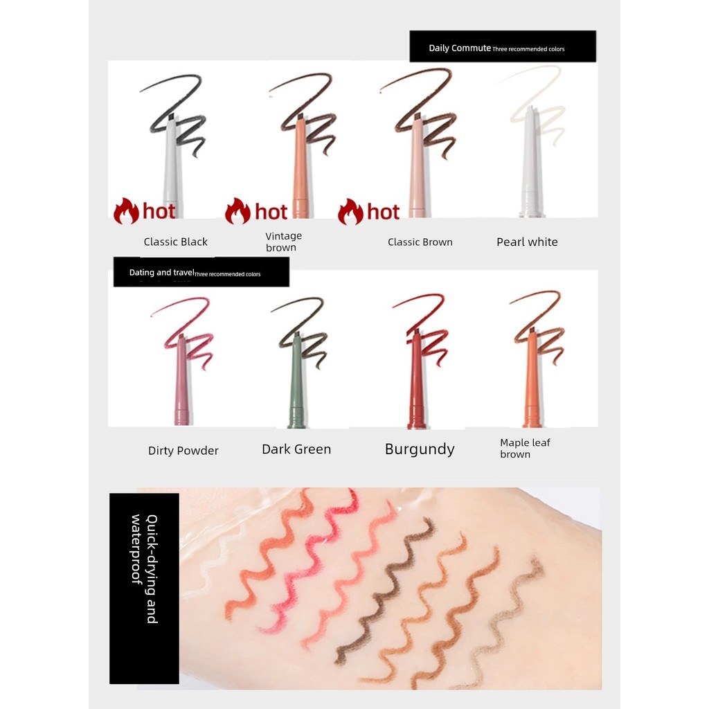 bút chì kẻ mắt eyeliner Veecci Veeocci Bút kẻ mắt Gel Bút kẻ mắt hai đầu Chống thấm nước Chống nhòe 