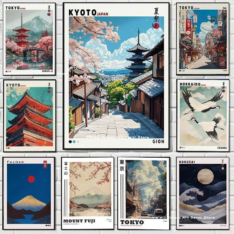 Tokyo Street Cherry Blossom Tourism Poster No Frame Canvas Painting Japan Mount Fuji Sunrise Landsca