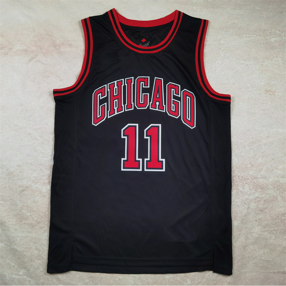 Áo bóng rổ Chicago Bulls, không. 11 Drozan, Dập nóng, Phông chữ CHICIGO, Áo thể thao Chicago.