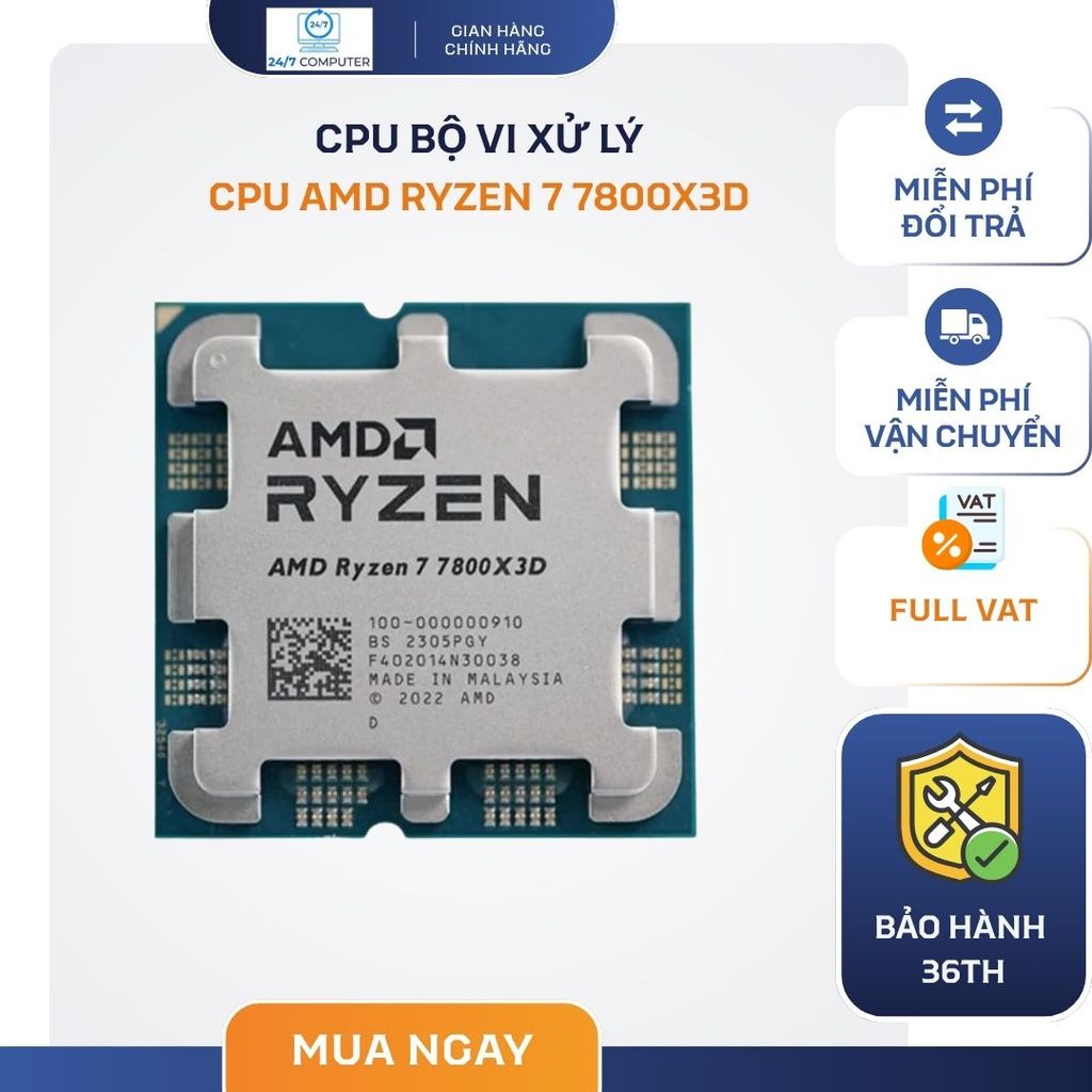 [NEW FULL VAT] CPU AMD RYZEN 7 7800X3D AM5 Tray - BẢO HÀNH 3 NĂM