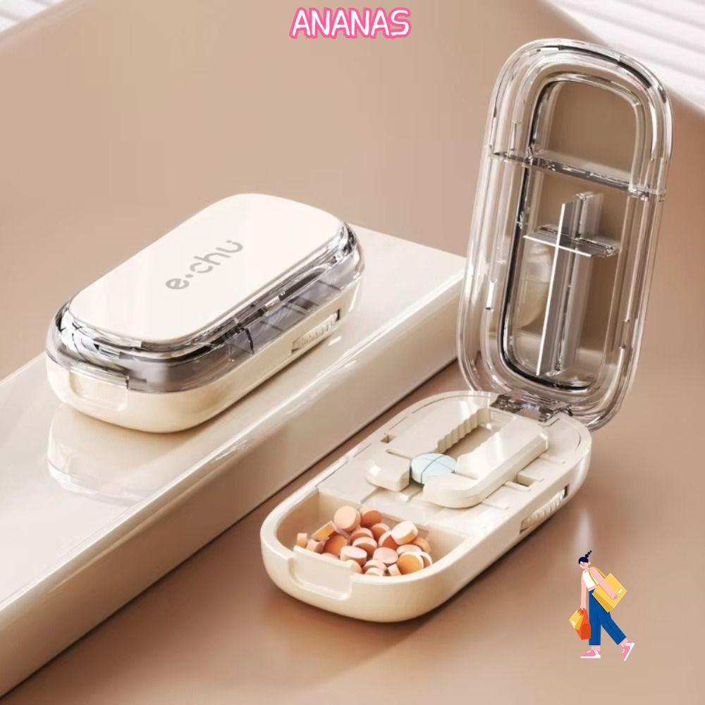 ANANAS Quartering Pill Divider, Divider Organizer Thuốc Viên Thuốc Hộp Bảo Quản, Bộ Chia Thuốc Chống