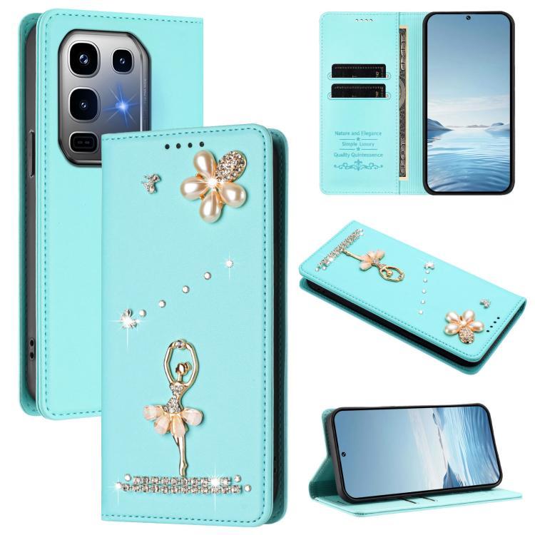 Để vận chuyển Ballet Girl Diamond Studded RFID Vegan Leather Phone Case cho Infinix Hot 60 Pro 4G / 