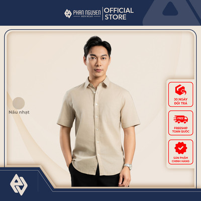 Áo sơ mi ngắn tay nam Phan Nguyễn, chất liệu cotton mềm, nhẹ mát, form regular fit thoải mái SMC.535