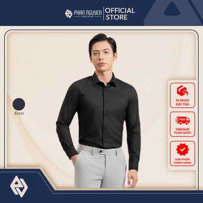 Áo sơ mi đen nam dài tay Phan Nguyễn, chất liệu modal cao cấp, mềm mát, form slim fit SMD.1486