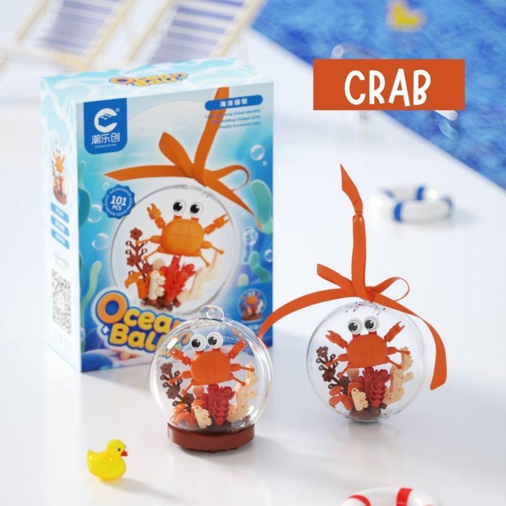 Đồ Chơi Lắp Ráp Quả Cầu Sinh Vật Biển - Mô Hình Cá, Rùa, Cua Trong Suốt (Mã 7483-7491)