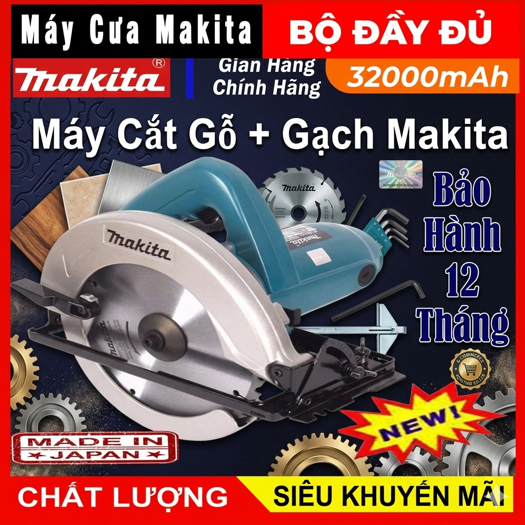 Máy cưa gỗ Ruột đồng 100 % Tặng lưỡi cưa 185mm Máy cưa dĩa MAKITA HS7000 với công suất 1200W