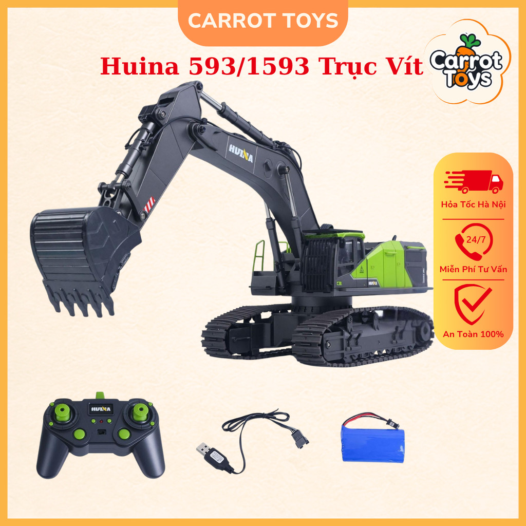 Máy Xúc Huina 593/1593 Bản Mới 2026 Trục Vít, Nâng Cấp Gầu Múc Gập Sâu Hơn Bản Cũ, Xoay 360° Vô Hạn,