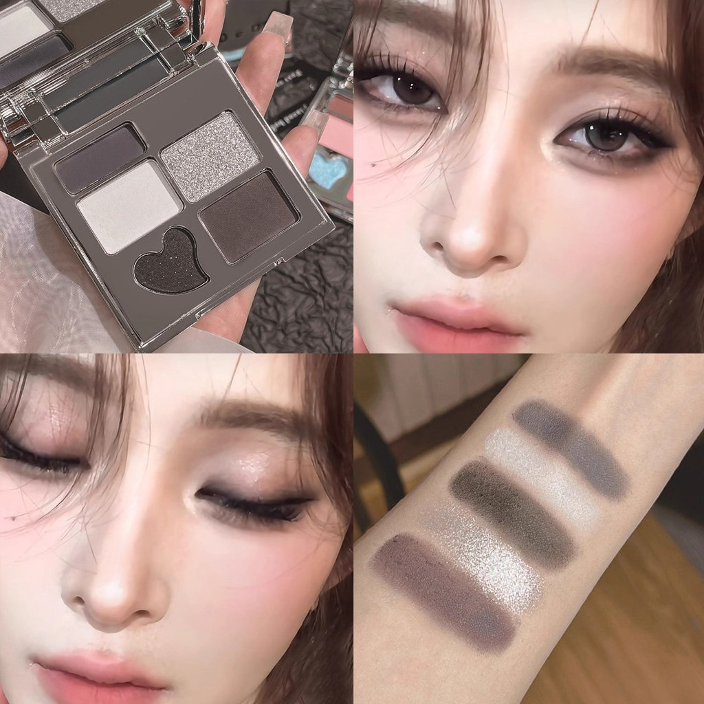 Đi kèm với cảm giác lạnh ~ Bảng phấn mắt năm màu JADED JADED Matte Smoky Trang điểm đen Trắng ngọc t