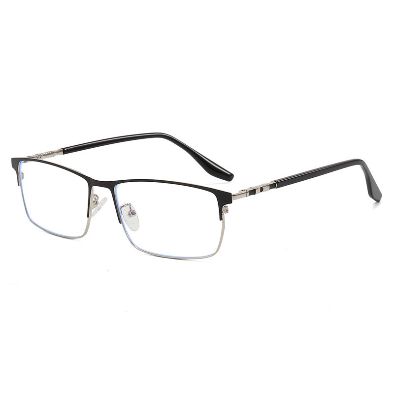101970Wide-frame glasses for men with large faces, business casual half-titanium anti-blue light fla