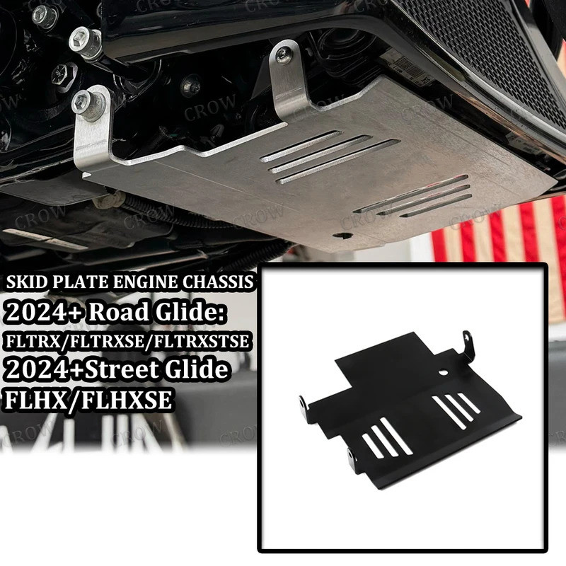 Dành Cho Harley CVO Road Glide FLTRXSE 2024 Tấm Trượt Động Cơ Dưới Khung Xe Bảo Vệ Đen Bạc Phụ Kiện 