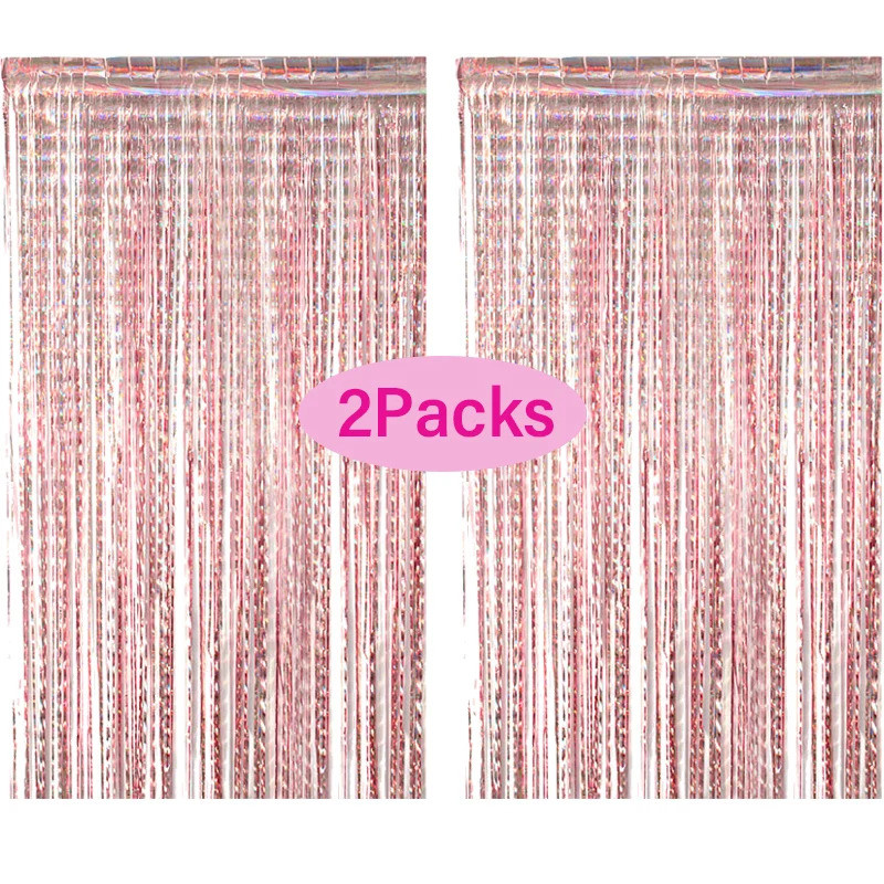 2 Gói Lá Rèm Bạc Hoa Hồng Vàng Lấp Lánh Shimmer Fringer Rèm Cho Bé Tắm Sinh Nhật Tiệc Cưới Phông Nền