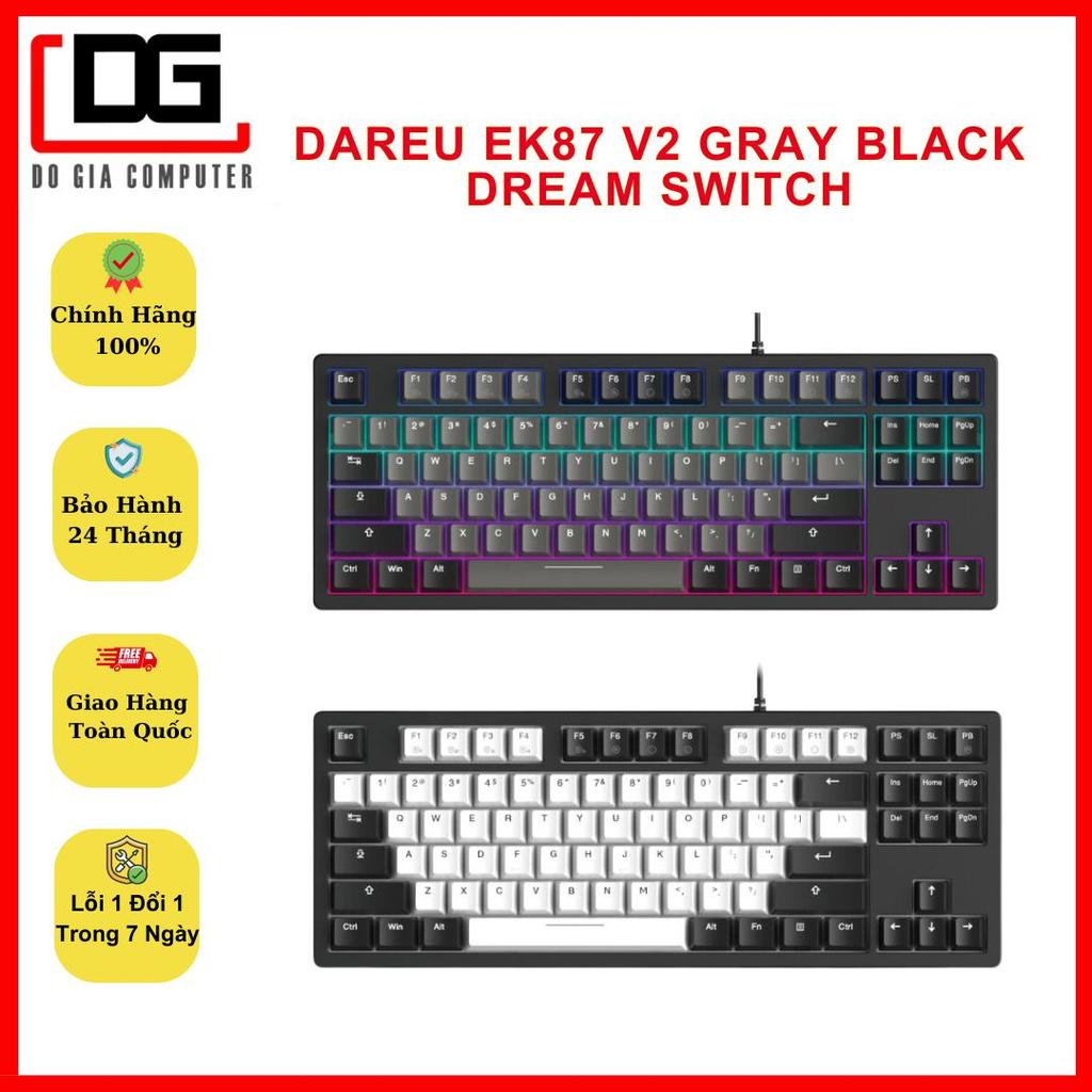Bàn phím cơ Gaming DAREU EK87 v2 GRAY BLACK/ WHITE BLACK Multi-Led, PBT Double Shot OEM profile, Dar
