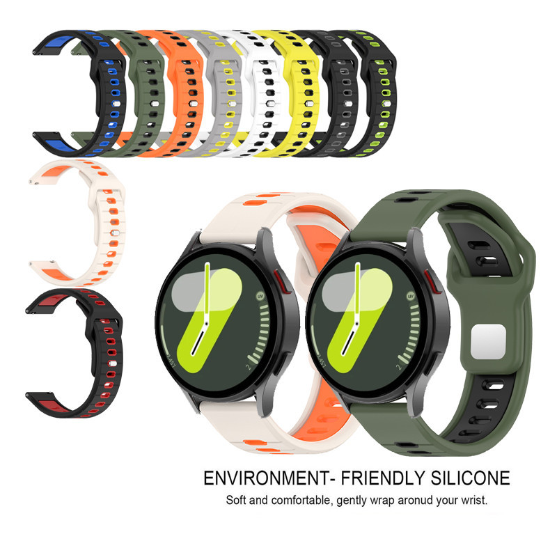 Dây đeo silicon hai màu Dây đeo đồng hồ thể thao cho Samsung Galaxy Watch 4 5 6 7 FE Active 2 40mm 4