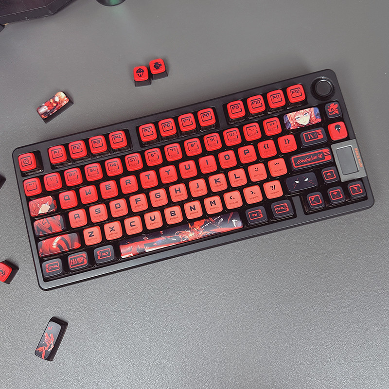 Số EVA. 2 Máy Chủ Đề Keycap Bốn Mặt Ánh Sáng Trong Suốt PBT Thăng Hoa MDA Chiều Cao Asuka Keycap Tự 