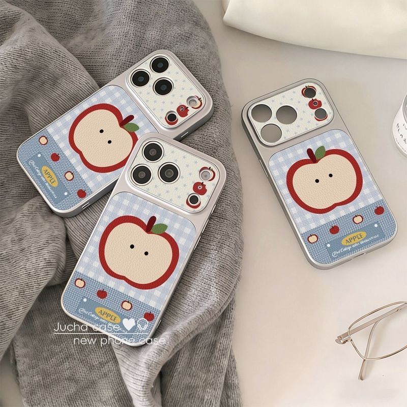 半边苹果适用苹果17手机壳全包大视窗iPhone16卡通13皮纹12/114.26Half Apple Case Suitable for IPhone 17, Full Coverage with 