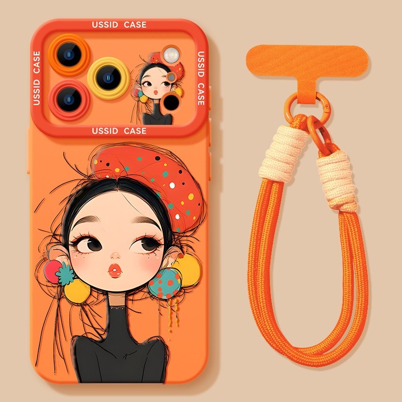 帽子女孩适用苹果iPhone17promax苹果手机壳16全包15卡通14/13/124.26Hat Girl Case Suitable for Apple IPhone 17 Pro Max, A