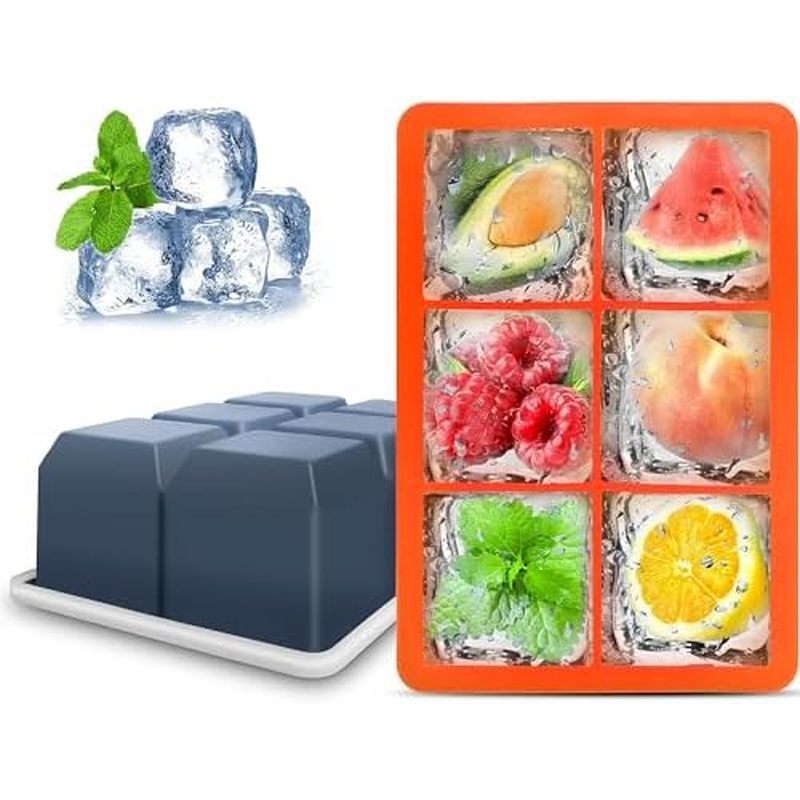 Silicone Ice Cube Trays 3 Pack - Large Size Silicone Ice Cube Molds with Leak Proof Removable Lid Sq