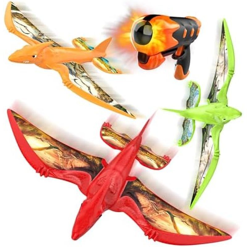 3 Pack Airplane Launcher Toy, 12.6" Foam Glider Led Plane, 2 Flight Mode Catapult Plane for Kids Out