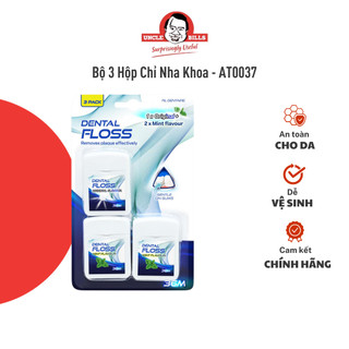 Bộ 3 hộp chỉ nha khoa 36m uncle bills vị nguyên bản và bạc hà - at0037