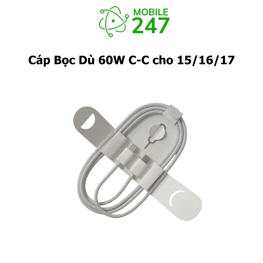 Dây Cáp Sạc Nhanh Bọc Dù TypeC to TypeC 60W. cao cấp cho 15/16/17 và Android - MB247