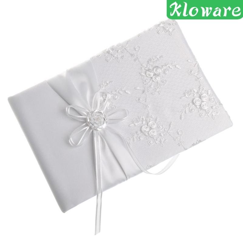 Vintage Wedding Guest Book Wishes Book Quà tặng tắm cô dâu, 9,45 x 6,50 inch, Satin trắng