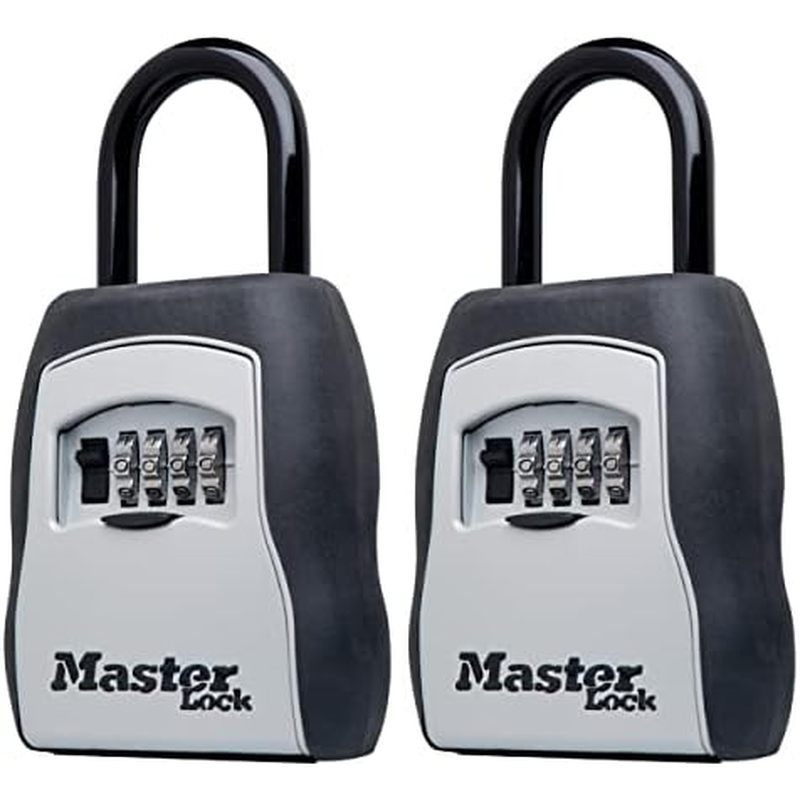 table Combination Lockbox with Resettable 4 Digit Code, Weather Resistant Durable Metal Body, Holds 