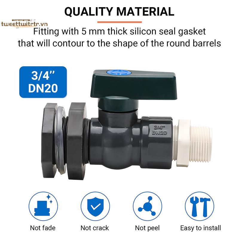TRTR PVC Rain Barrel Diverter Kit 3 / 4 Inch Rain Barrel Valve Rain Barrel Spigot Kit Với vách ngăn 
