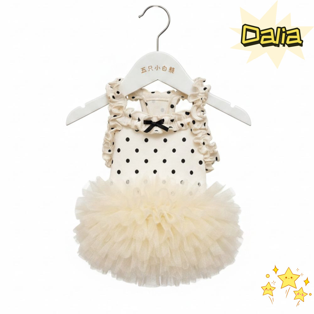 DALIA Puppy Cat Slip Dress, Đầm công chúa thú cưng thoáng khí mùa hè, Đầm ren mềm mại đáng yêu viền 