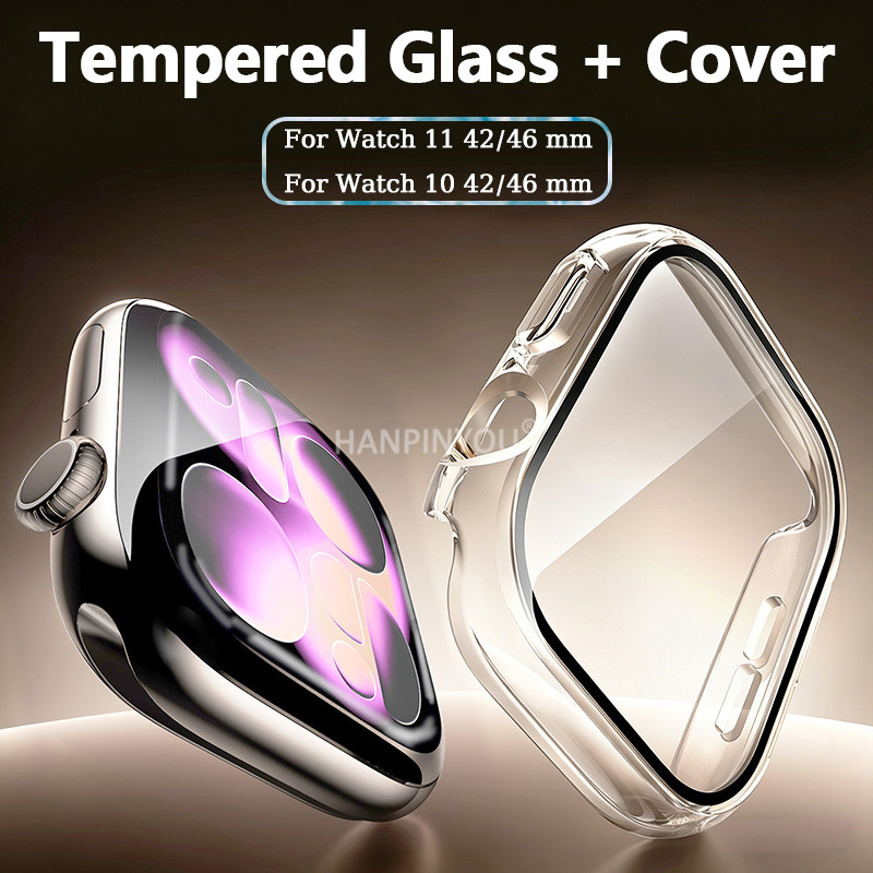 Đồng hồ Kính Cường Lực + Vỏ Cho Apple Watch Case S11 46mm 42mm S10 46mm 42mm Bảo Vệ Màn Hình Apple W