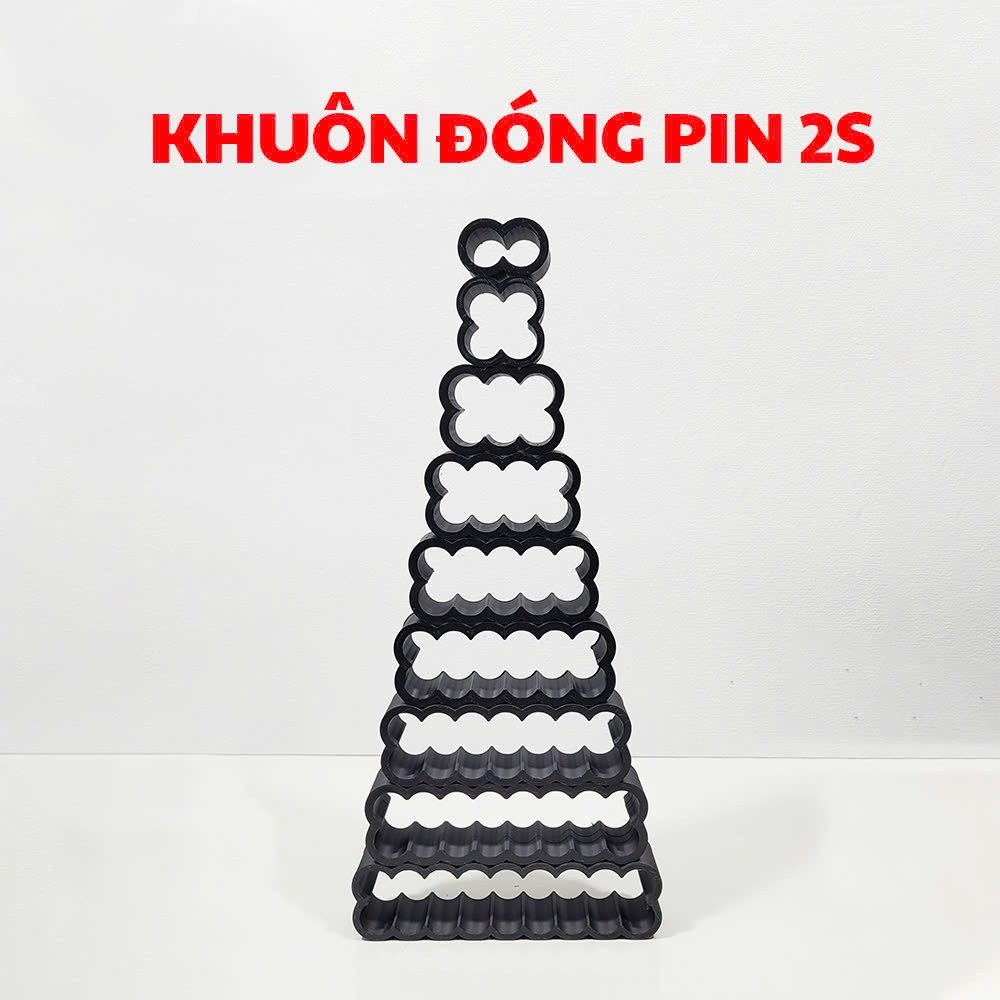 Khuôn đóng pin 2s 18650 các kích cỡ 2s1p 2s2p 2s3p 2s4p 2s5p 2s6p 2s7 2s8p 2s9p... Nhựa Petg