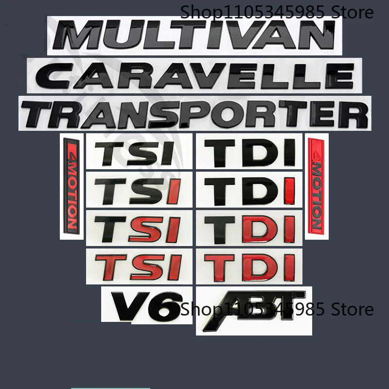 Nhãn dán xe hơi 3D ABS TDI TSI V6 ABT Logo Chữ cái Biểu tượng cho VW MULTIVAN T5 CARAVELLE T6 4MOTIO