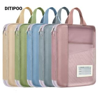 Túi dạy kèm DITIPOO, Túi đựng hồ sơ trong suốt bằng lưới Nylon, Túi đựng dây kéo nhiều lớp cầm tay dày đa chức năng đi học