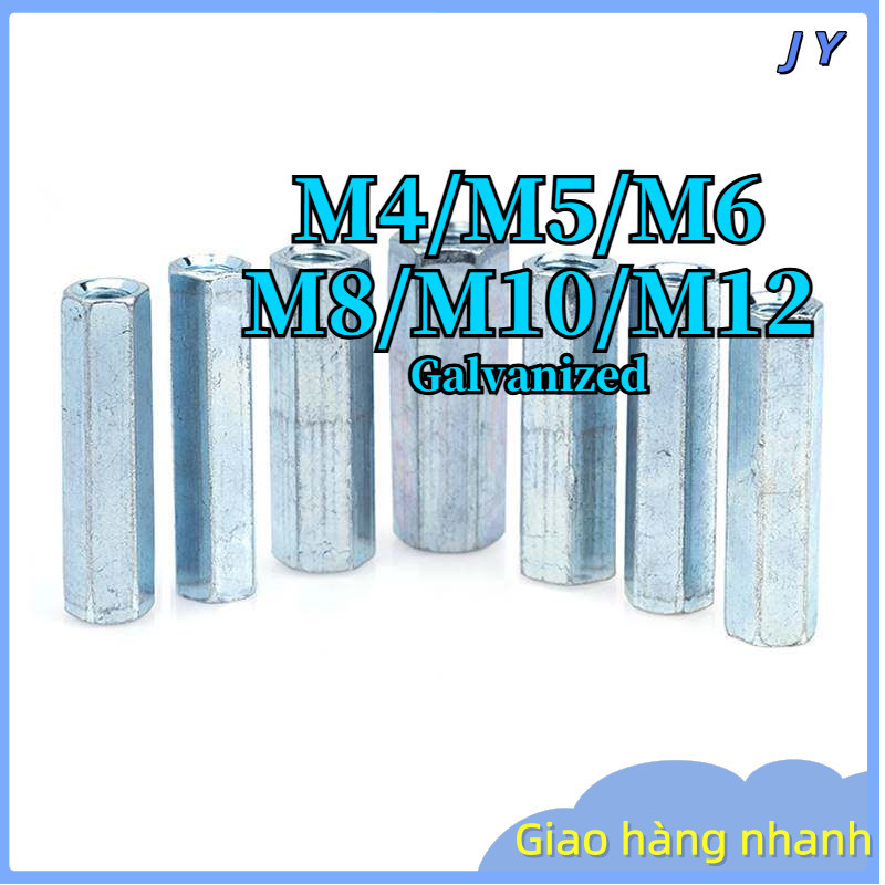 Ống Nối Ty Ren Lục Giác Đai ốc vít, đai ốc khớp nối, đai ốc lục giác dài, đai ốc kết nối mạ kẽm -  M