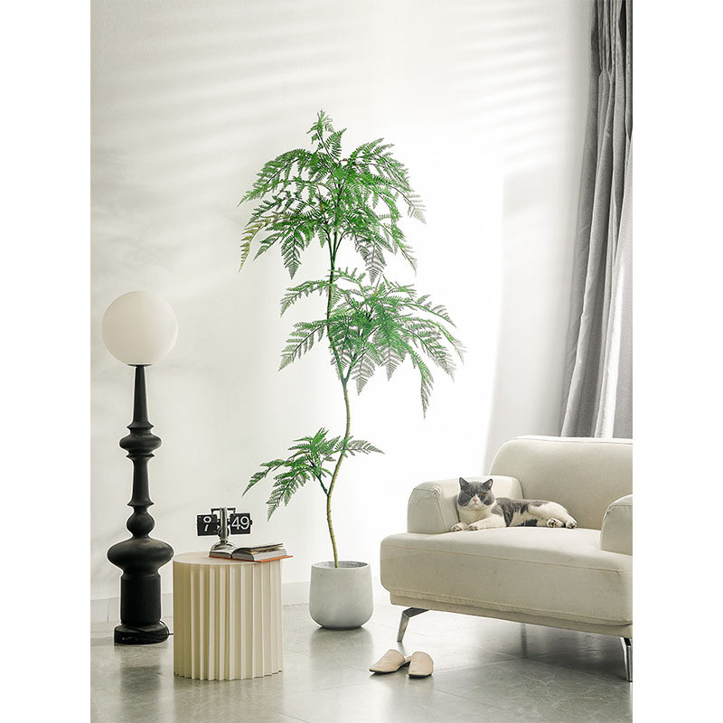 Cây xanh nhân tạo, cây xanh nhân tạo để trang trí phòng khách, cây jacaranda xanh trồng trong chậu, 